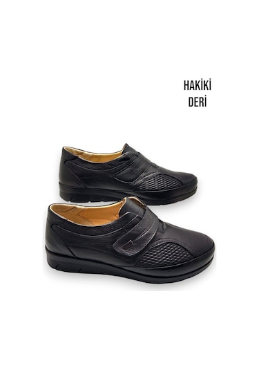 Tamamen Hakiki Deri Kadın Comfort Tam Ortopedik Ayakkabı Siyah