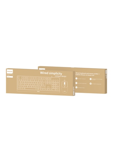Philips SPT6238 Kablolu Türkçe Q Klavye ve Mouse Seti Siyah