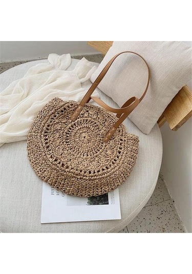 Bej Yogodlns Kadınlar İçin Plaj Çantaları Büyük Hasır Çanta Içi Boş Çiçek Tasarımcı Kadın Omuz Çantası Bej