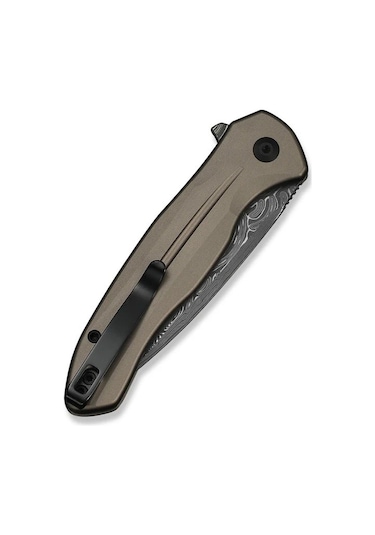 Civivi Button Lock Kitefin Brownish Gray Aluminum Handle Damascus Blade Kamp Çakı Gri