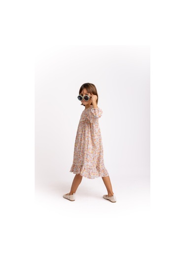 Kopanakili Çıtır Müslin Kız Çocuk Elbise Gül Kurusu Gülkurusu