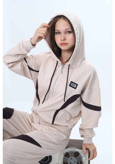 Kız Çocuk %100 Pamuk Garnili Kapüşonlu Fermuarlı Oversize Alt&üst Trend Eşofman Takımı-315-eşt-0003 Bej Kız Çocuk %100 Pamuk Garnili Kapüşonlu Fermuarlı Oversize Alt&üst Trend Eşofman Takımı-315-eşt-0003 Bej