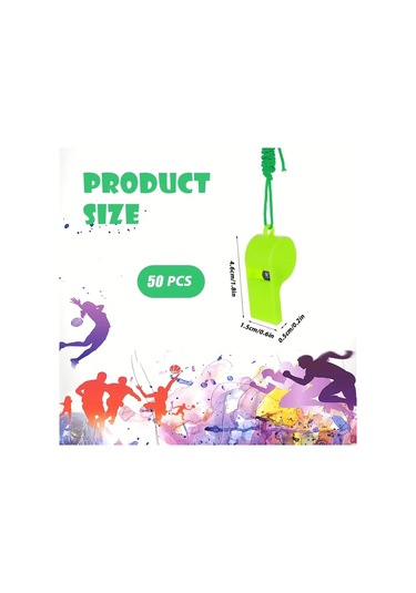 Willowhaven Koçlar İçin 50 Adet Karışık Renkli Yüksek Sesli Spor Düdük Seti