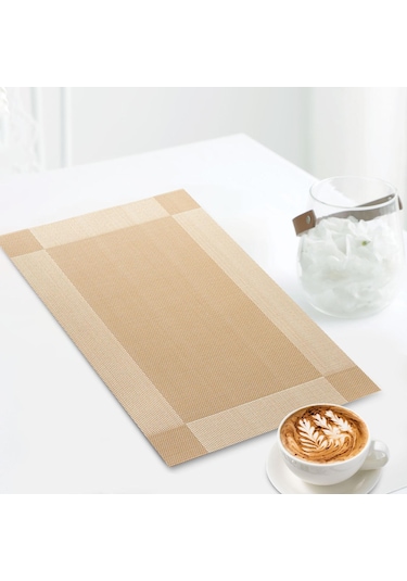 Suntek Mutfak Yemeği Otel Için Placemat Yıkanabilir Altın