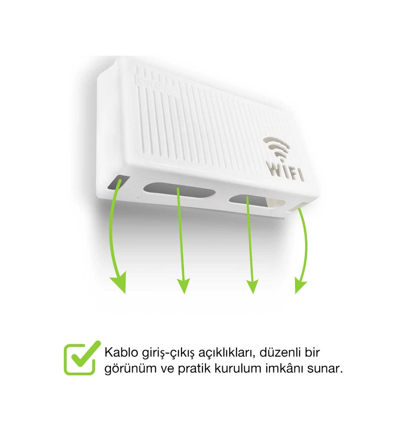 Duvara Asılabilir Modem Wifi Saklama Kutusu Pleksi Minimalist Tasarım 25x15x6 Cm Beyaz