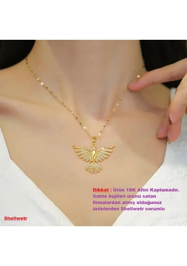 İtaly 18k Altın Kaplama Anka Gold Renk Kolye Çok Renkli