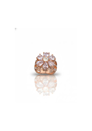 Pembe Taşlı Sevgi Çiçeği Gümüş Yüzük - Rose Rose Gold