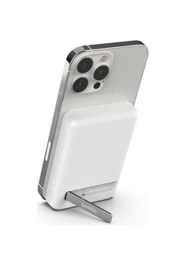 Belkin Bpd004btwt Boostcharge 5k Magsafe Uyumlu Kablosuz Powerbank + Stand - Beyaz siyah