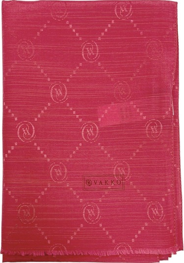 Vakko Pamuk İpek Şal - Monogram - Şeker Pembe - Vişne