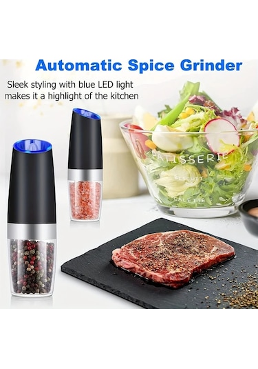 Xuweiwei Siyah Usb Şarjlı Tuz Karabiber Değirmeni Seti - 2li Pratik Baharat Öğütücü