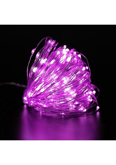 Pille Çalışan Led Bakır Gümüş Tel Şerit Işık Peri Işıkları Noel Düğün İçin Parti Dekorasyonu 1/2/3metre Pembe