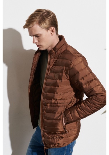 Regular Fit Normal Kesim Dik Yaka Kiremit Şişme Mont W222073222 Kiremit