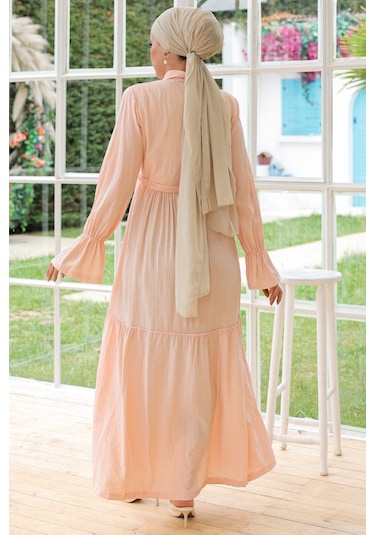 Elisa Gömlek Yaka Elbise 899 - Pudra