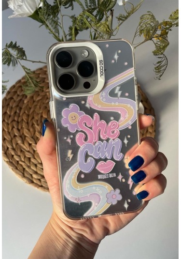 İphone Uyumlu 14 Promax Holocase Yeni Model Baskılı Sert Plastik Sararmaz Darbe Emici Kamera Korumalı Beyaz