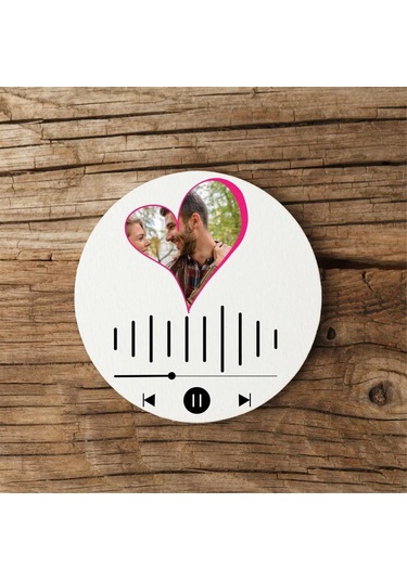 Kişiye Özel Spotify Barkodlu Mdf İkili Bardak Altlığı Çok Renkli