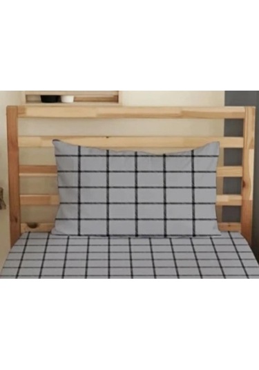 2 Adet Kareli Pamuklu 50x70 Cm Yastık Kılıfı Koyu Antrasit