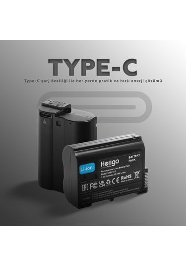 Herigo En-el15-c 2040mah Type-c Şarjlı Batarya En-el15 Uyumlu