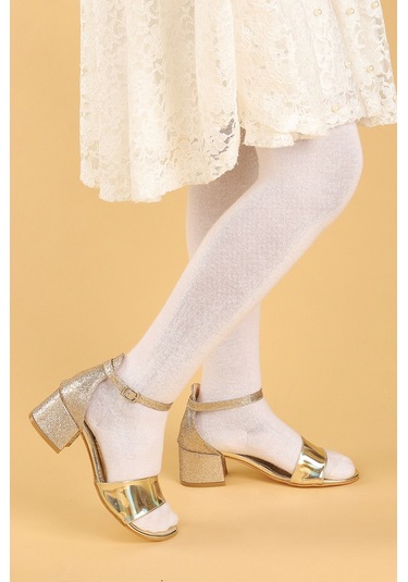 Kiko 768 Ayna Kum Günlük Kız Çocuk 3 Cm Topuk Sandalet Ayakkabı Altın