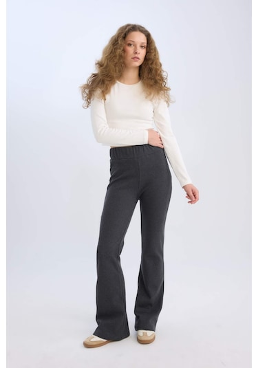 DeFacto Wide Leg Geniş Paça Esnek Belli Uzun Boy Pantolon E4387AX24WNAR191 Antrasit