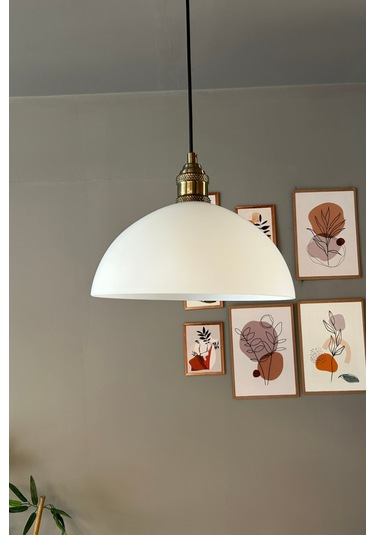 Perry Cam Tekli Avize Lale Beyaz Başlık Retro Sarkıt Lamba Restoran Salon Aydınlatma Beyaz