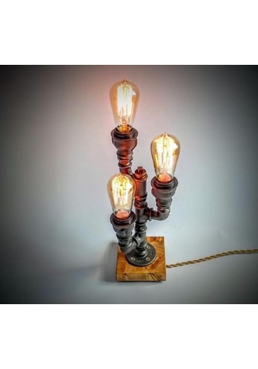 Borulardan Masa Lambası, Endüstriyel Aydınlatma,hediyelik Rustik Siyah