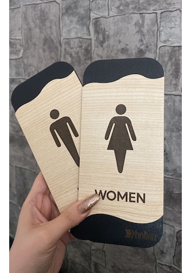 Meşe Serisi Kadın WC Erkek WC ve Genel WC 3'lü Natural Yönlendirm