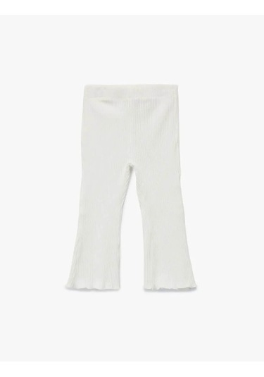 Koton Pamuklu Beli Lastikli Basic Kadife İspanyol Paça Ekru Kız Bebek Tayt 6wmg40009ak Ekru