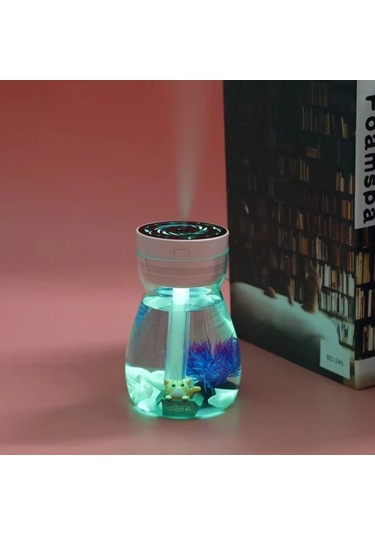 Fochsia Mavi Taşınabilir Kedi Nemlendirici Usb 12.85oz Sessiz Led Işıklı