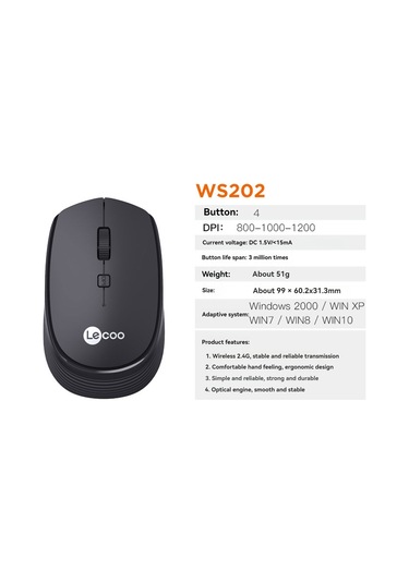 Maiyame Ws202 Kablosuz Fare: Ev, Ofis Ve Oyun İçin Ergonomik Tasarım, 2.4g Bağlantı, Çoklu Cihaz Uyumlu Diğer