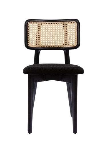 Zeus Hazeranlı Hasırlı Model Ahşap Bohem Sandalye Siyah - Siyah