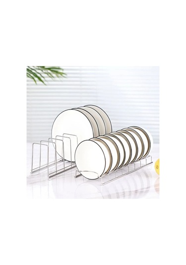 Shineyee Güncel Çelik Mutfak Rakası - Tencere, Tabak, Kase İçin 30.3x10.5x2.5cm - Silver - Raylı Montajlı Süzgeçli Tutucu Gümüş