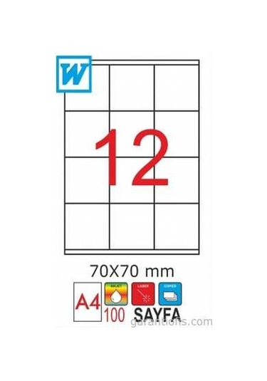 Goldmoon 2078 Laser A4 Sayfa Etiketi 70X70MM 100'lü Paket