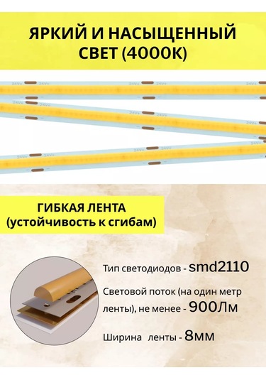 Feron Cob Led Şerit 5 Metre 24v 172316630 Beyaz
