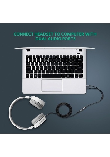 Ebitda 3.5mm Stereo Y Splitter Kulaklık Adaptörü, 24k Altın Konektör, Pc-mikrofon Bağlayıcı