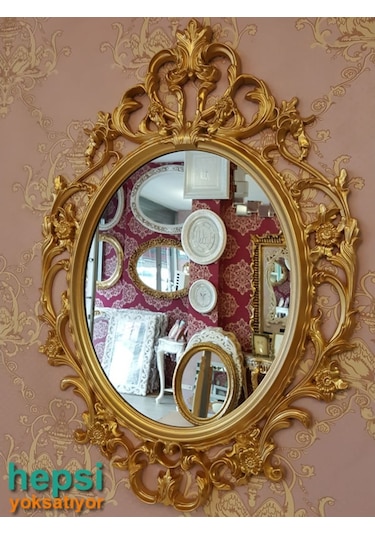 Vintage Taç Model Altın Renk Dekoratif Ayna Altın