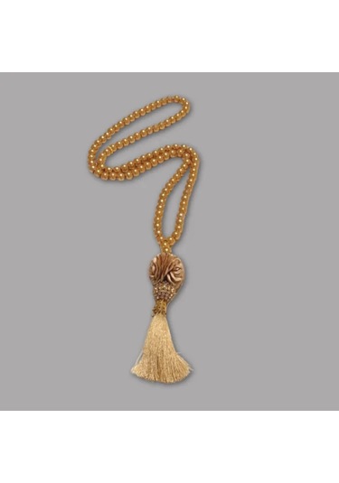 Uretti - Gül 4612 - El Yapımı Püsküllü İnci Tesbih 99'lu - Sütlü Kahve