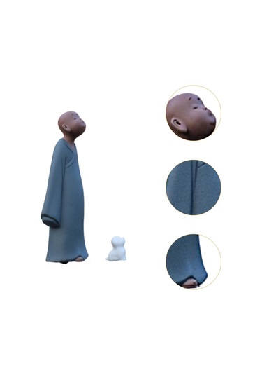 Suntek Küçük Köpek Heykeli Ile Rahip Heykelciği Sevimli 8,5 Cm X 5,5 Cm X 20,2 Cm