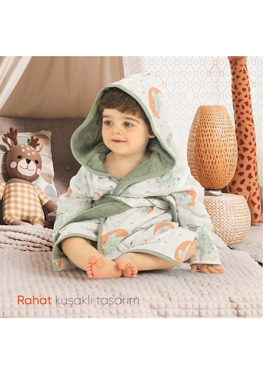 Gezenbebe Hero Desenli Müslin Ve Havlu Bebek Çocuk Bornozu 12 - 24 Ay