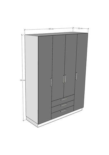 4 Kapaklı Gardırop 160cm Safir Meşe