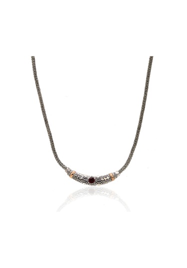 Yakut Taşlı 925 Ayar Saf Gümüş Hasır Zincir Unisex 2'li Set 201023670