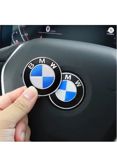 Bmw Mavi Logo Araba Direksiyon Amblem Etiket 45 Mm 4,5 Cm 1 Adet Siyah