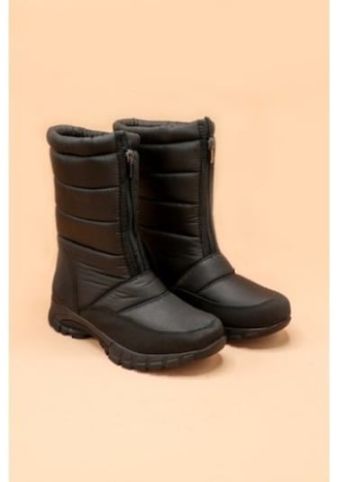 Bayan Siyah Kar Botu Önden Fermuarlı Khıones Siyah