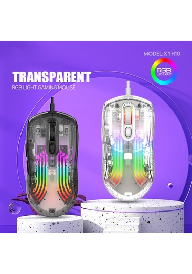 Cbtx Xunfox XYH10 Usb Kablolu Şeffaf RGB Oyuncu Mouse