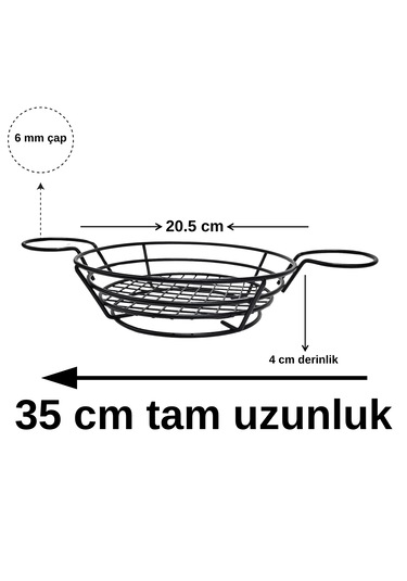Tekmarked Metal Sosluklu Hamburger Ve Patates Kızartması Sunum Sepeti Siyah
