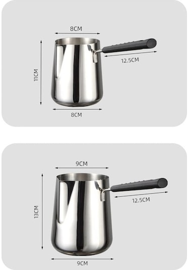 Dancemonkey Paslanmaz Çelik Süt Tavası - 600/1000ml, Çikolata & Peynir Eritme, Köpüklü Süt, Tüm Ocaklarda Kullanım Gümüş Gümüş