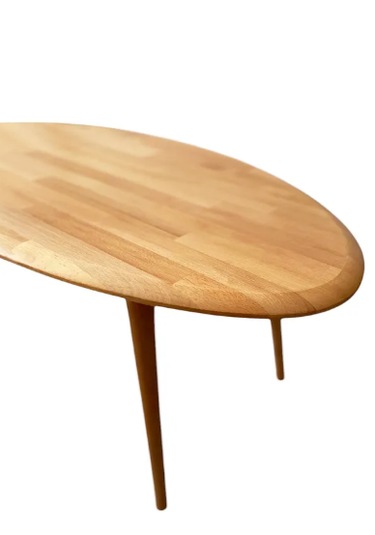Fawdecor Asimetrik Masif Ahşap Modern İskandinav Oval Açık Meşe