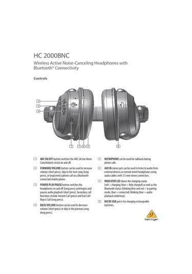 Behringer Hc2000Bnc Kablosuz Aktif Gürültü Önleyici Kulaklık