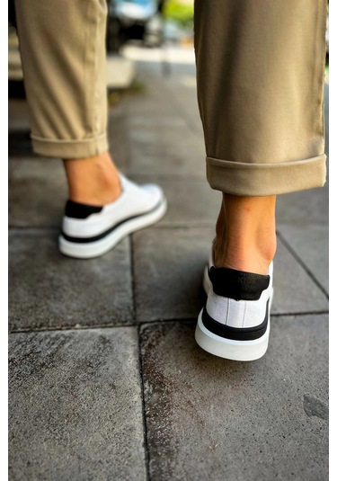 Ch979 - Santoni Gbt Spor Erkek Ayakkabı Beyaz/sıyah Çok Renkli