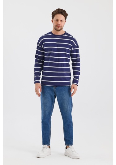 Alexander Gardi Alexandergardı Çizgili Regular Fit Sweatshırt E24-00158 001