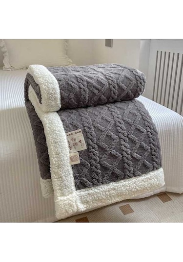 Flybuy Yumuşak Yeni Tek Renk Kuzu Koyu Koyu Kalınlaştırılmış Kadife Hqgoodstore Gri Gri Ev Düz Çift Battaniye Basit 200cm 150 Jl Koyu Gri